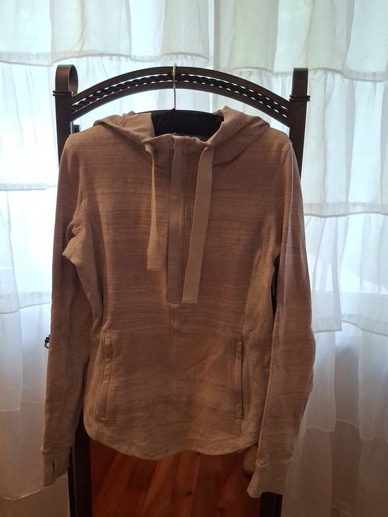 lululemon athletica Tops - lululemon athletica Light Taupe Half-Zip Hooded Pullover